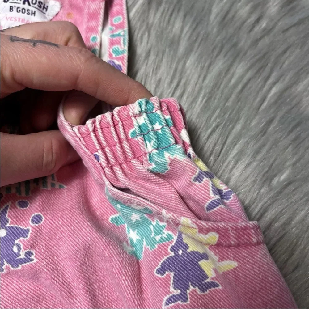 Vintage Oshkosh Bgosh Union Made USA Pink Clown Girls Overalls *Play Condition